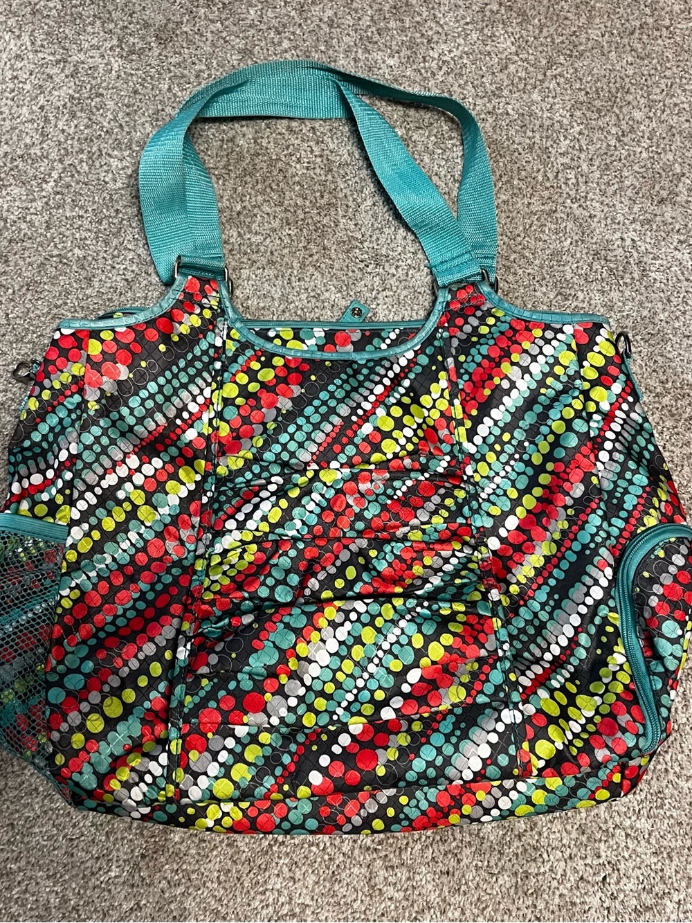 Thirty-one Teal Multi-Color Polka Dot Tote